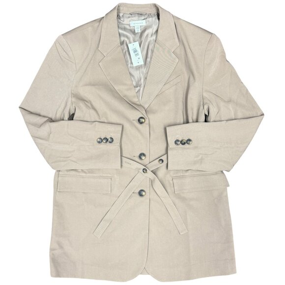 NWT Women's TOPSHOP Belted Waist Trench Blazer Tan | Size 6 - Picture 3 of 11